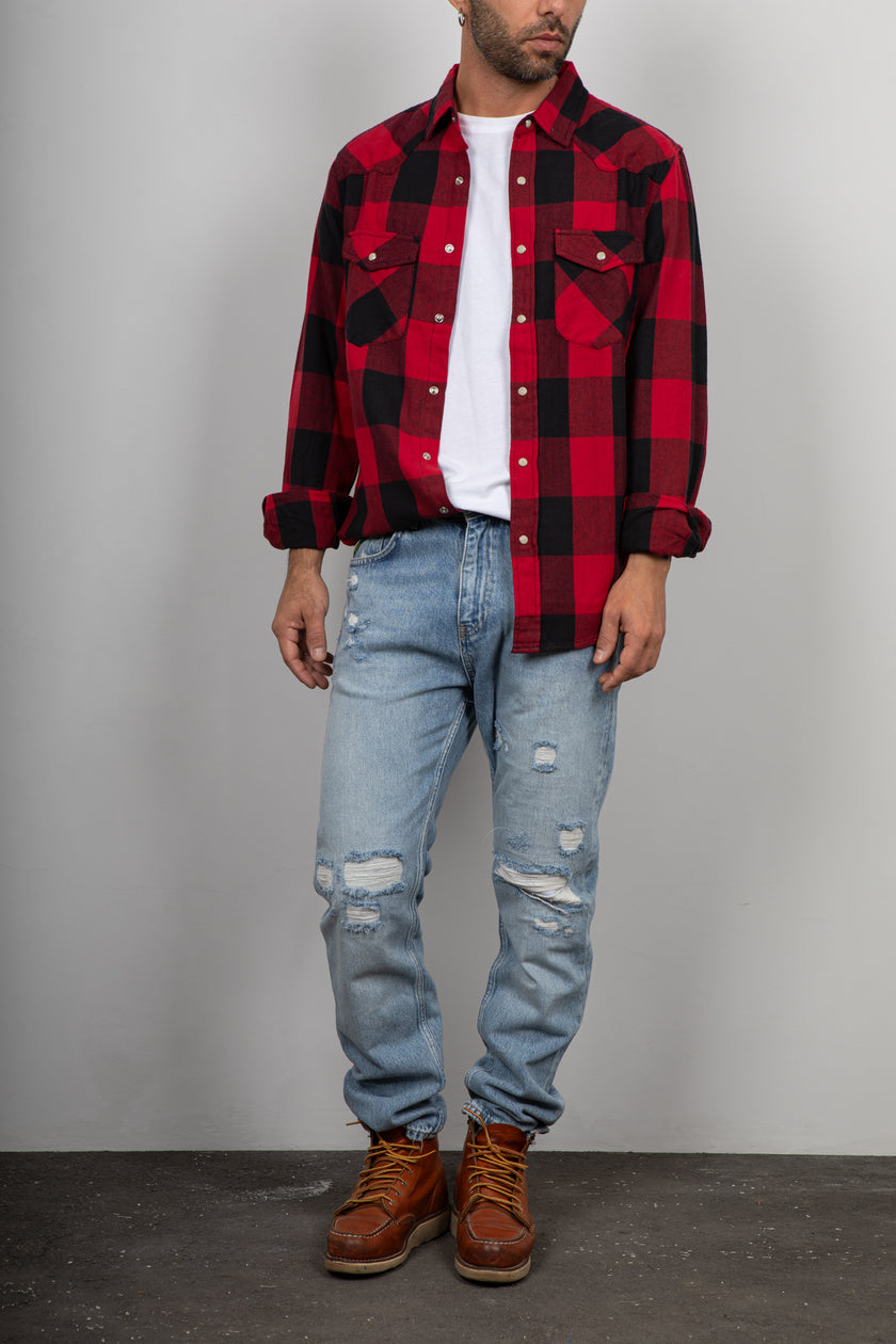 Camicia a quadri LANDEK - ROSSO LPC0205