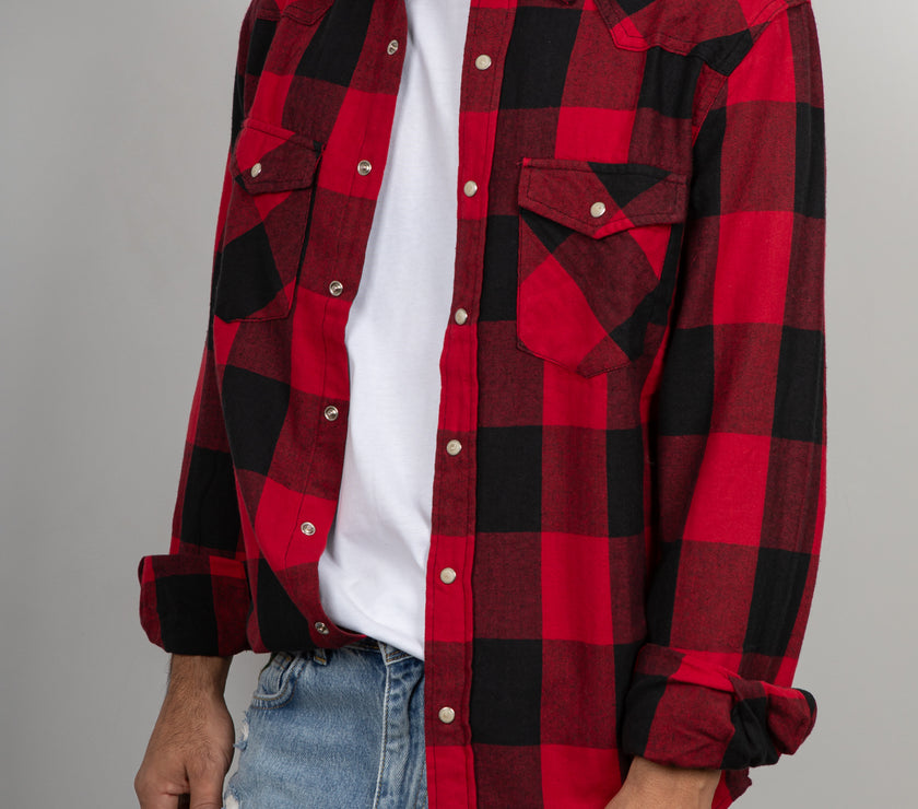 Camicia a quadri LANDEK - ROSSO LPC0205
