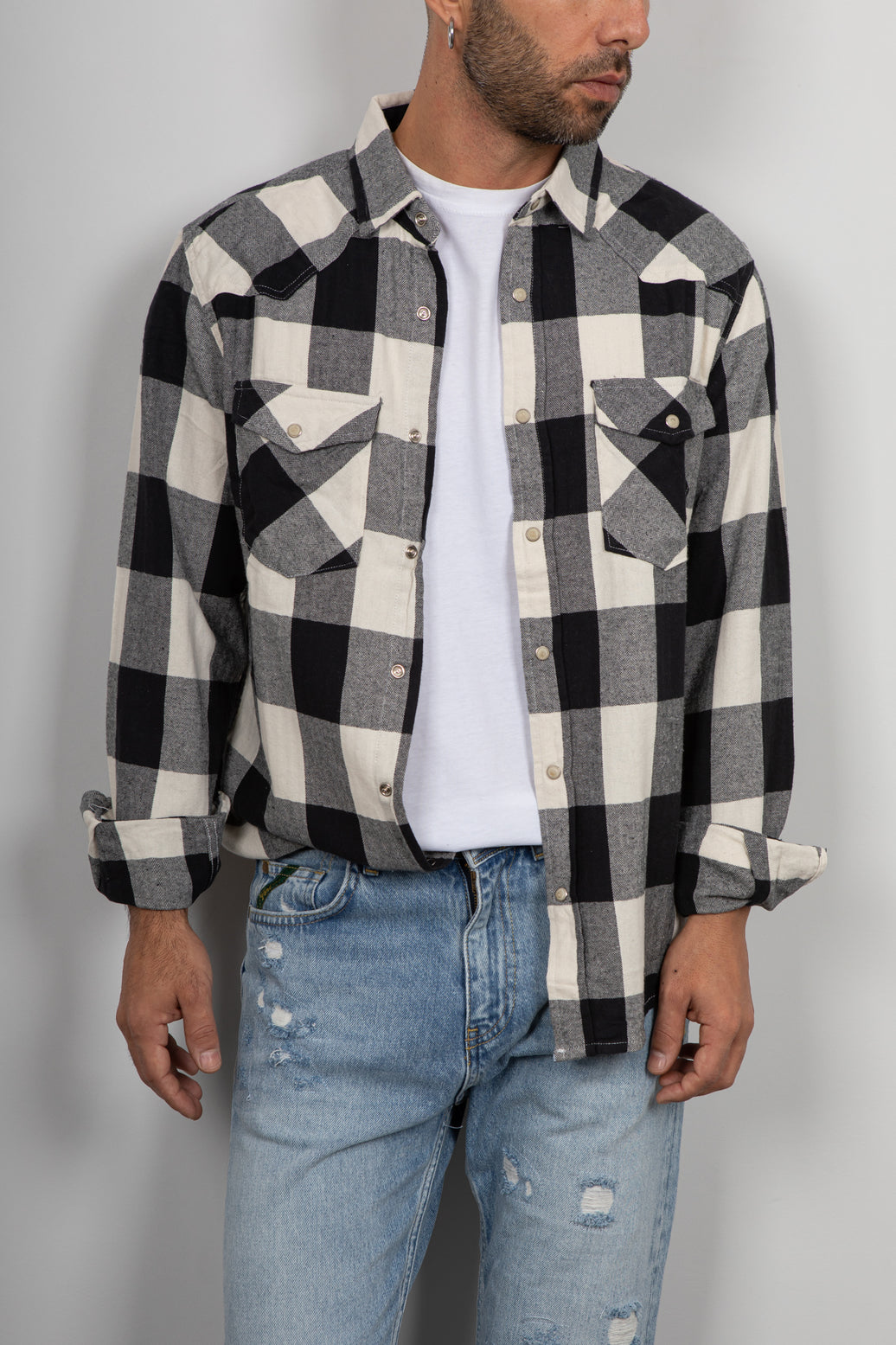 Camicia a quadri LANDEK - NERO LPC0205