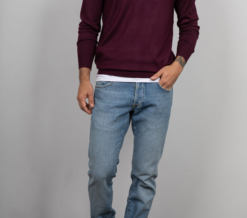 Polo manica lunga viscosa LANDEK - BORDEAUX L-358