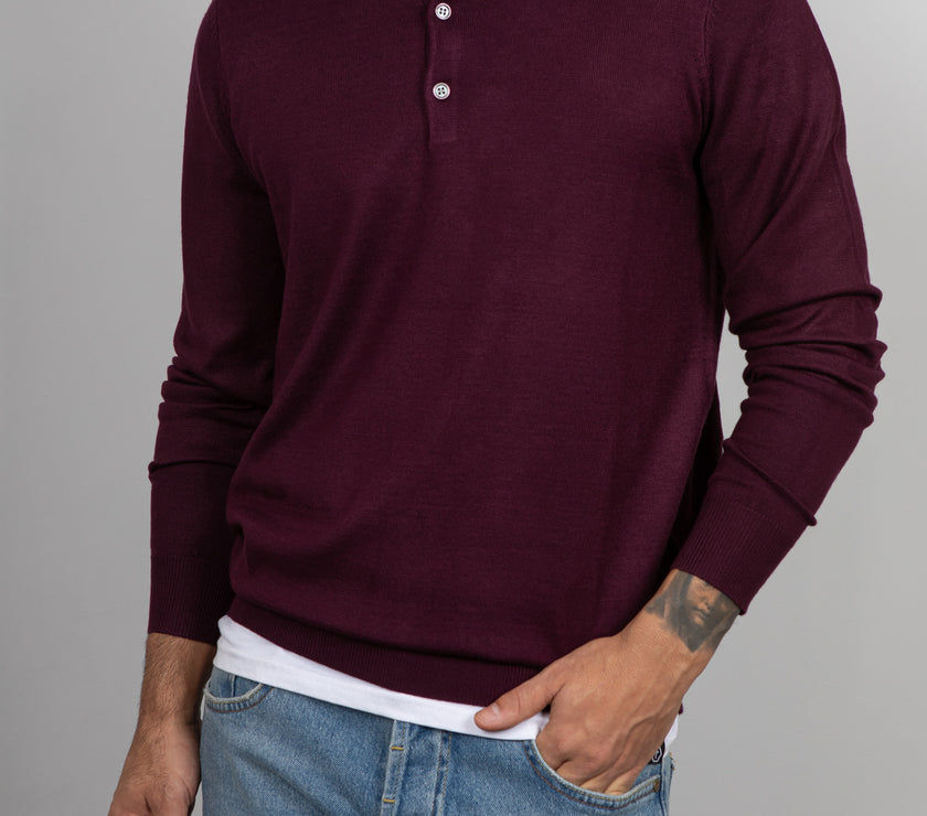 Polo manica lunga viscosa LANDEK - BORDEAUX L-358
