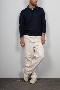 Polo manica lunga viscosa LANDEK - NAVY L-358