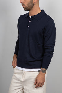 Polo manica lunga viscosa LANDEK - NAVY L-358