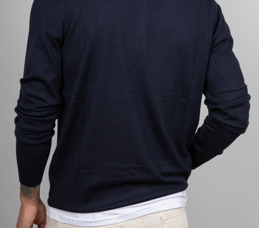Polo manica lunga viscosa LANDEK - NAVY L-358