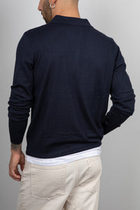 Polo manica lunga viscosa LANDEK - NAVY L-358