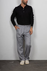 Polo manica lunga viscosa LANDEK - NERO L-358