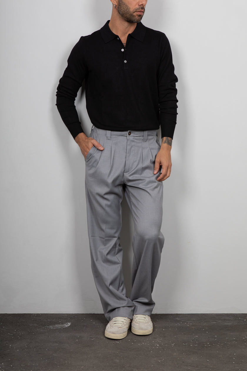 Polo manica lunga viscosa LANDEK - NERO L-358