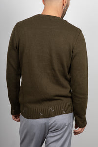 Maglione con smagliature LANDEK - VERDE MILITARE 2055