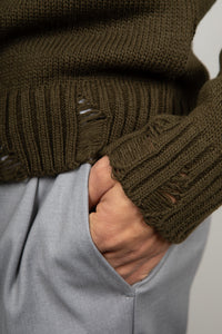 Maglione con smagliature LANDEK - VERDE MILITARE 2055