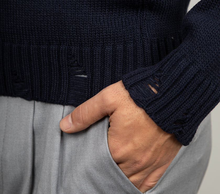 Maglione con smagliature LANDEK - BLU 2055