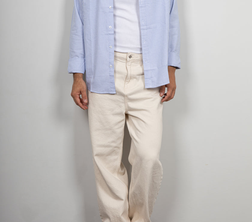Camicia button-down a righe LANDEK - AZZURRO NH5593
