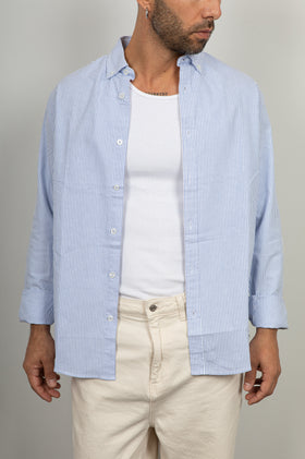 Camicia button-down a righe LANDEK - AZZURRO NH5593