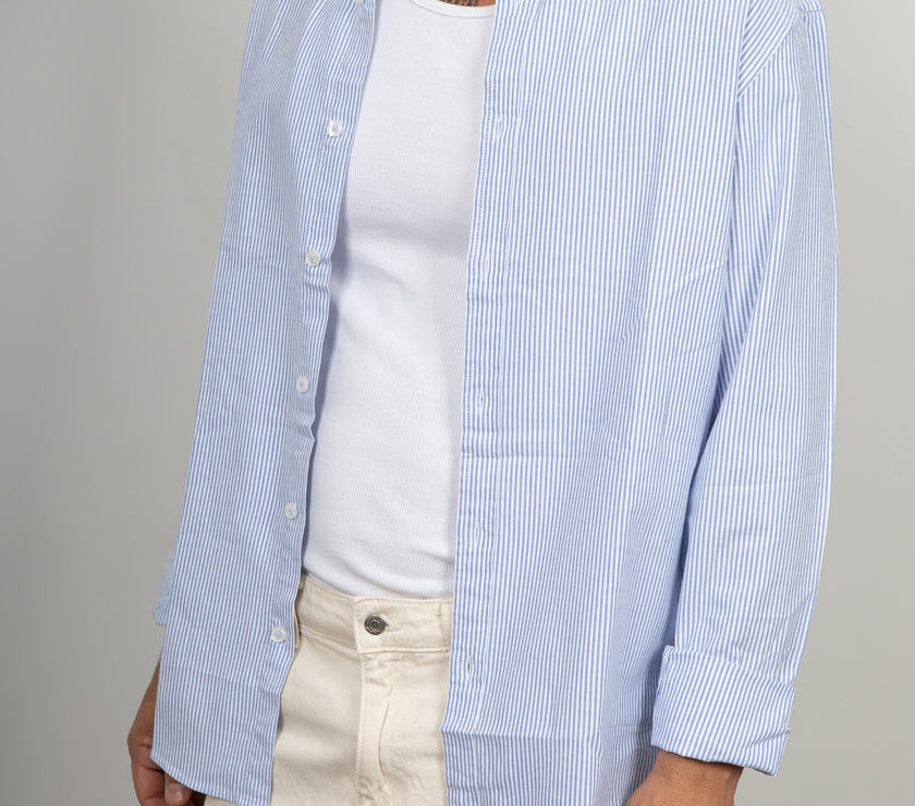 Camicia button-down a righe LANDEK - AZZURRO NH5593