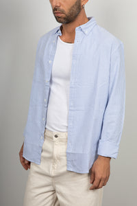 Camicia button-down a righe LANDEK - AZZURRO NH5593