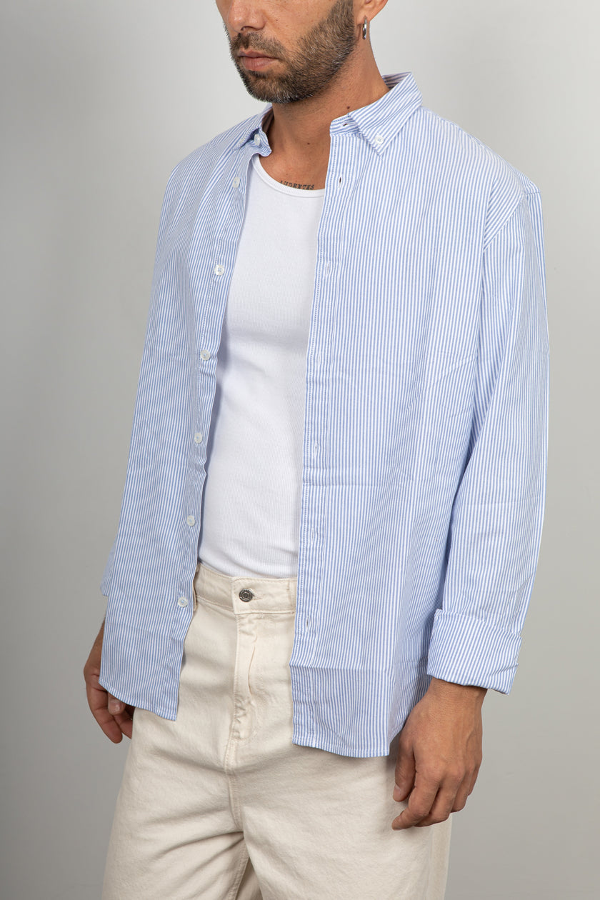 Camicia button-down a righe LANDEK - AZZURRO NH5593