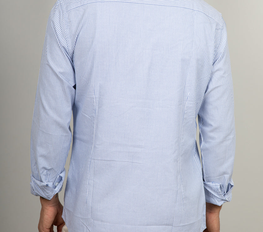 Camicia button-down a righe LANDEK - AZZURRO NH5593