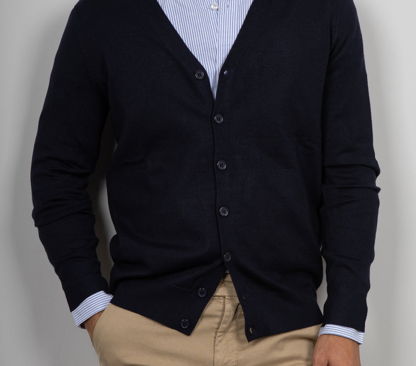Cardigan in viscosa LANDEK - NAVY LPL211