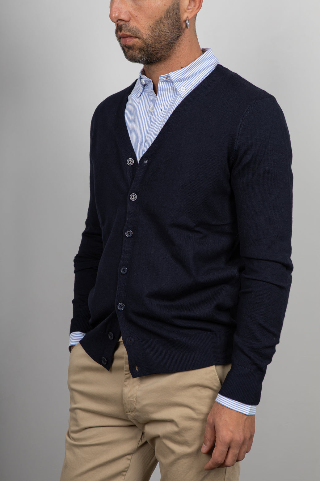 Cardigan in viscosa LANDEK - NAVY LPL211