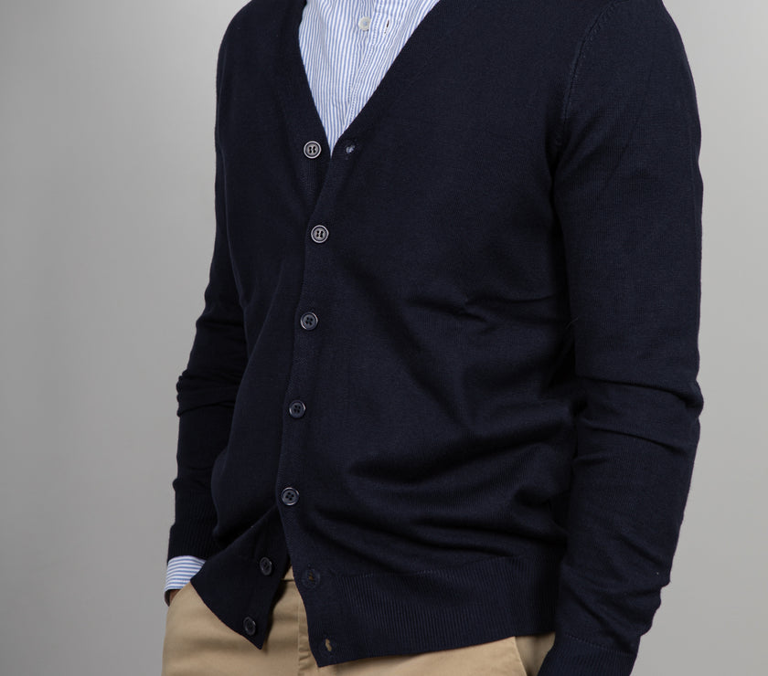 Cardigan in viscosa LANDEK - NAVY LPL211