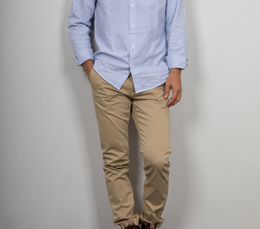 Camicia button-down a righe LANDEK - AZZURRO NH5593