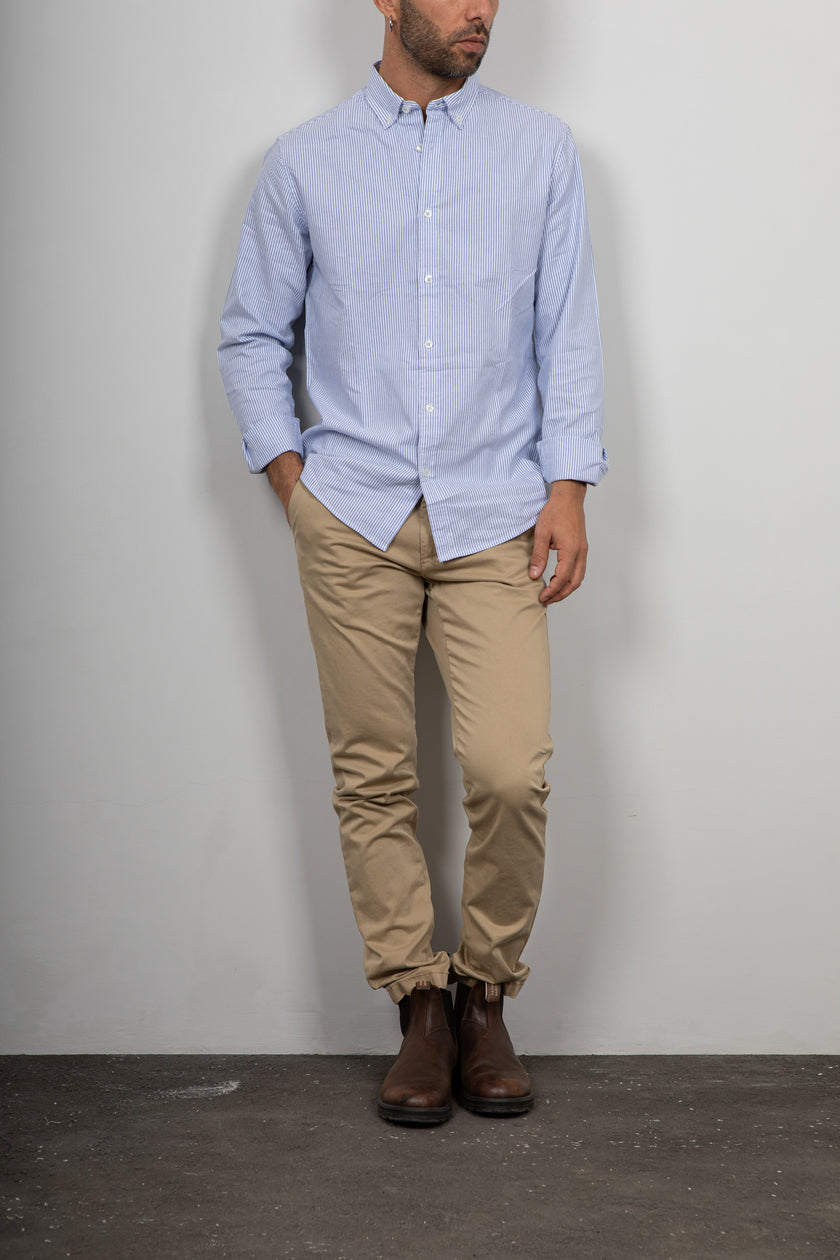 Camicia button-down a righe LANDEK - AZZURRO NH5593