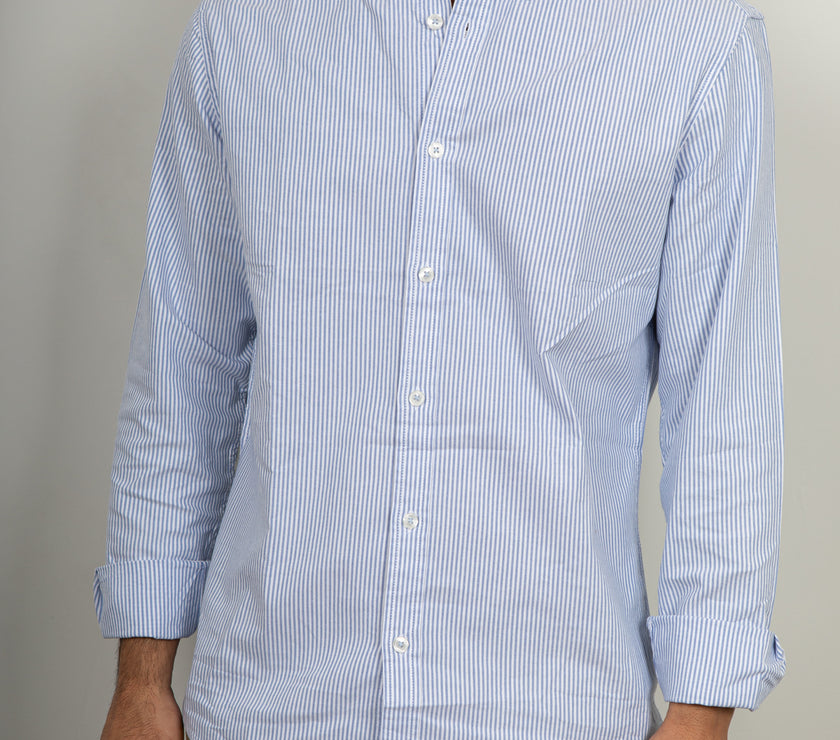 Camicia button-down a righe LANDEK - AZZURRO NH5593