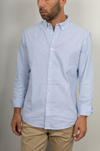 Camicia button-down a righe LANDEK - AZZURRO NH5593