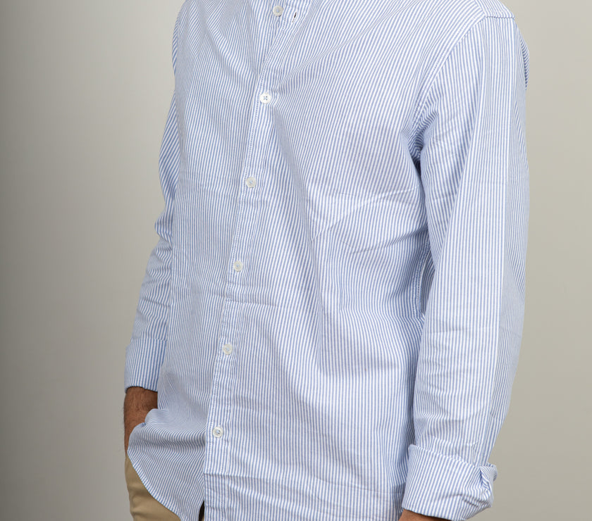 Camicia button-down a righe LANDEK - AZZURRO NH5593