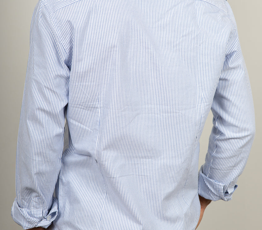 Camicia button-down a righe LANDEK - AZZURRO NH5593