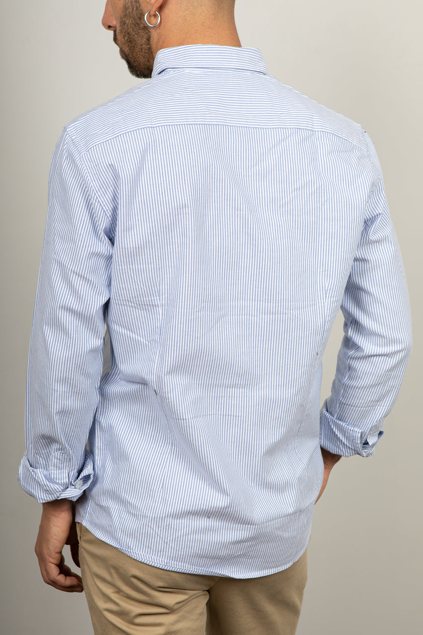 Camicia button-down a righe LANDEK - AZZURRO NH5593