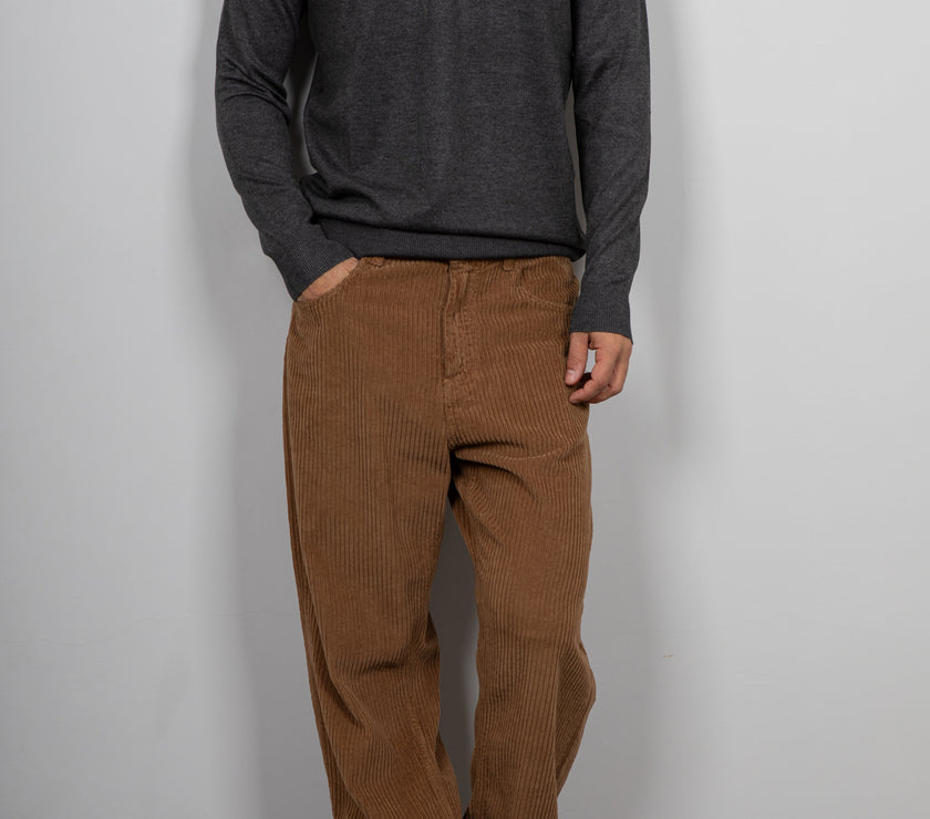 Maglione viscosa scollo a V LANDEK - GRIGIO L-357