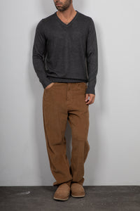 Maglione viscosa scollo a V LANDEK - GRIGIO L-357