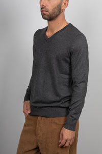 Maglione viscosa scollo a V LANDEK - GRIGIO L-357