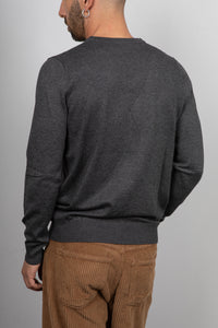 Maglione viscosa scollo a V LANDEK - GRIGIO L-357