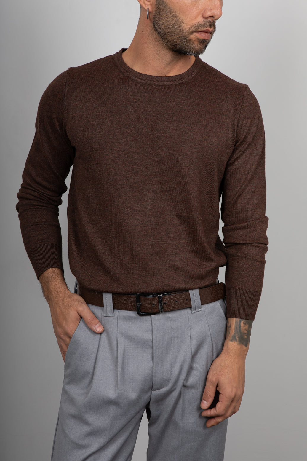 Maglione girocollo in viscosa LANDEK - CAFFE L-207