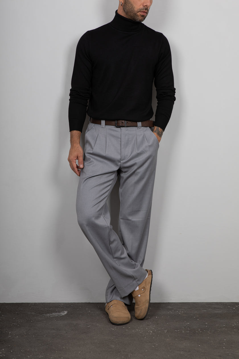 Maglione collo alto in viscosa LANDEK - NERO L-208