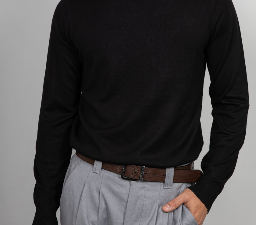 Maglione collo alto in viscosa LANDEK - NERO L-208