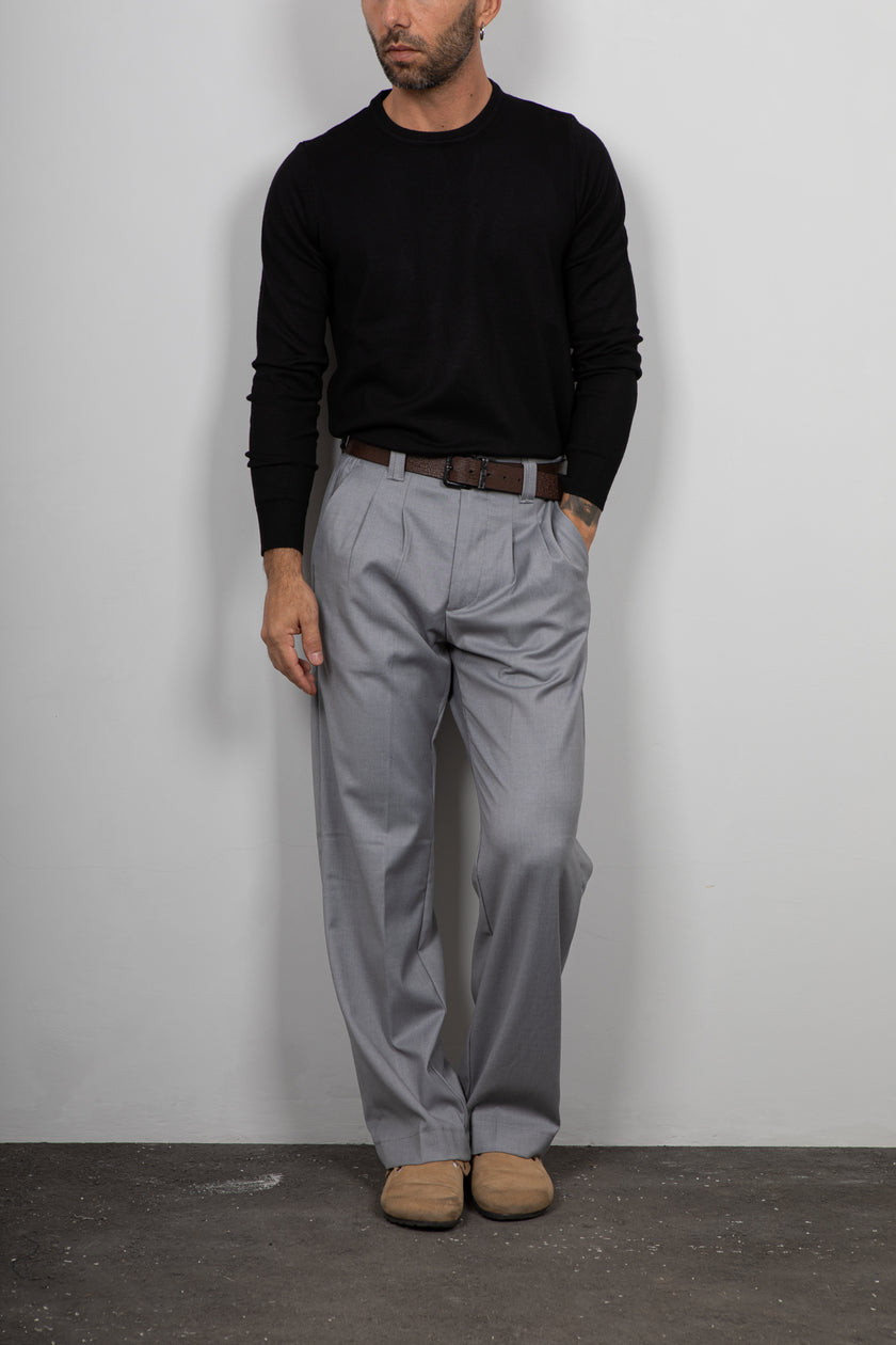 Maglione girocollo in viscosa LANDEK - NERO L-207