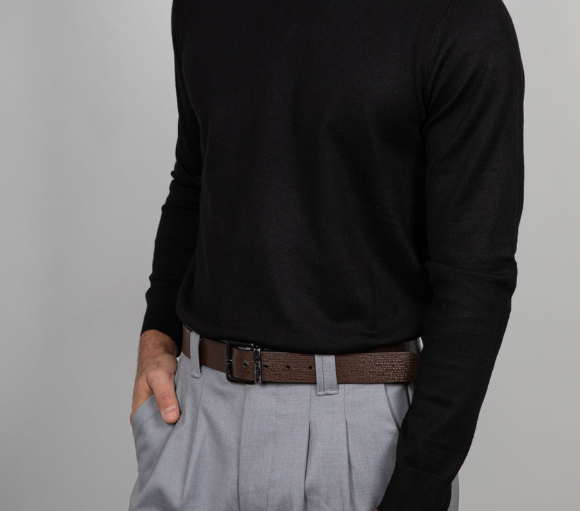 Maglione girocollo in viscosa LANDEK - NERO L-207