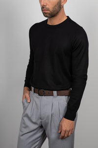 Maglione girocollo in viscosa LANDEK - NERO L-207