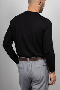 Maglione girocollo in viscosa LANDEK - NERO L-207