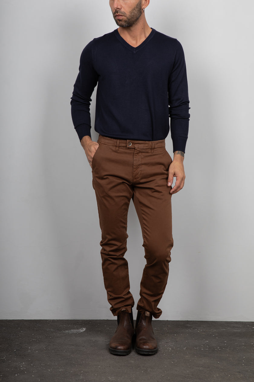 Maglione viscosa scollo a V LANDEK - NAVY L-357