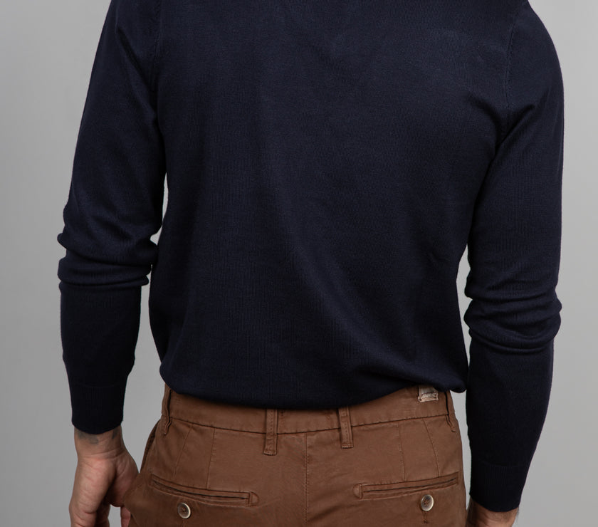 Maglione viscosa scollo a V LANDEK - NAVY L-357