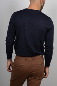 Maglione viscosa scollo a V LANDEK - NAVY L-357