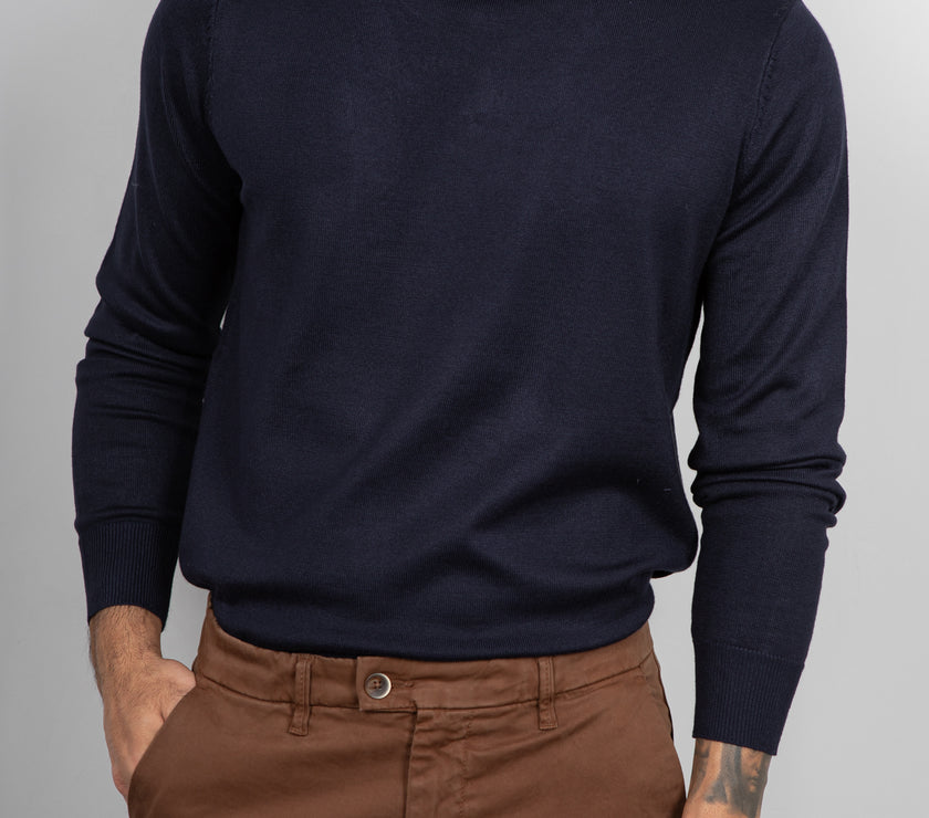 Maglione girocollo in viscosa LANDEK - NAVY L-207