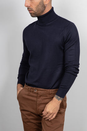 Maglione collo alto in viscosa LANDEK - NAVY L-208