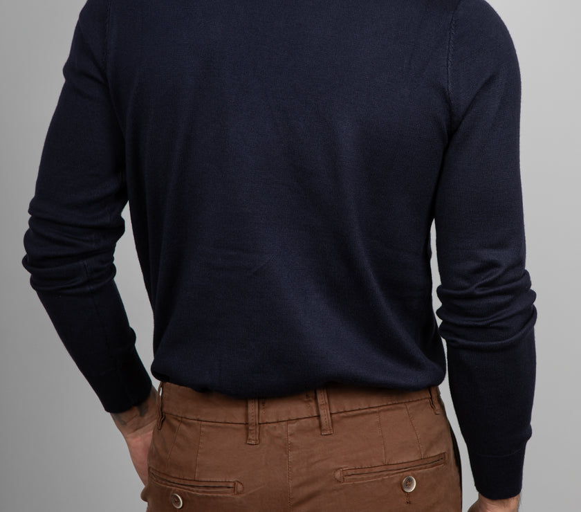 Maglione collo alto in viscosa LANDEK - NAVY L-208