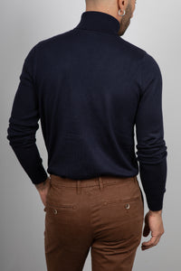 Maglione collo alto in viscosa LANDEK - NAVY L-208