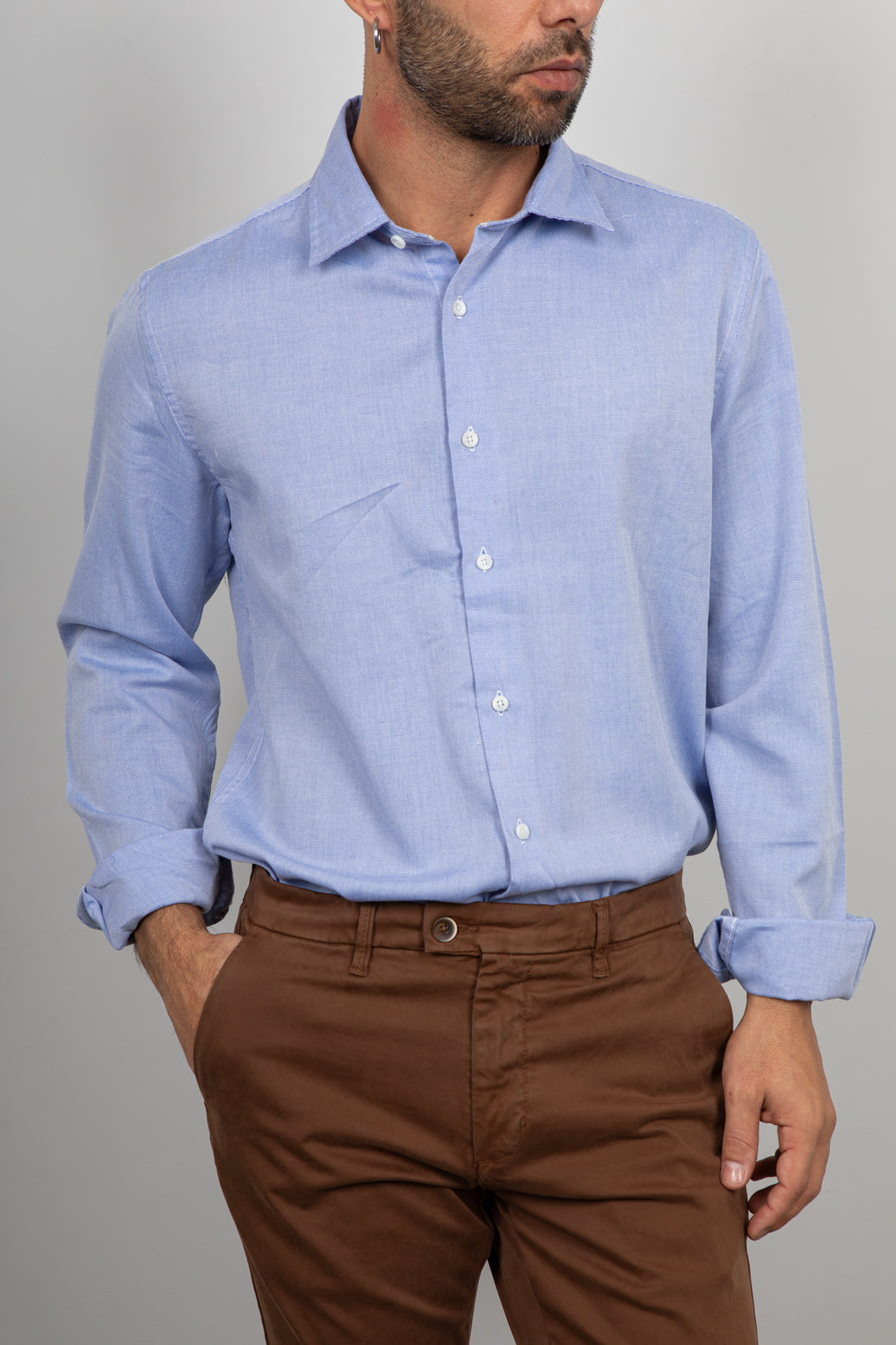 Camicia in oxford collo francese LANDEK - BLU LPC0114
