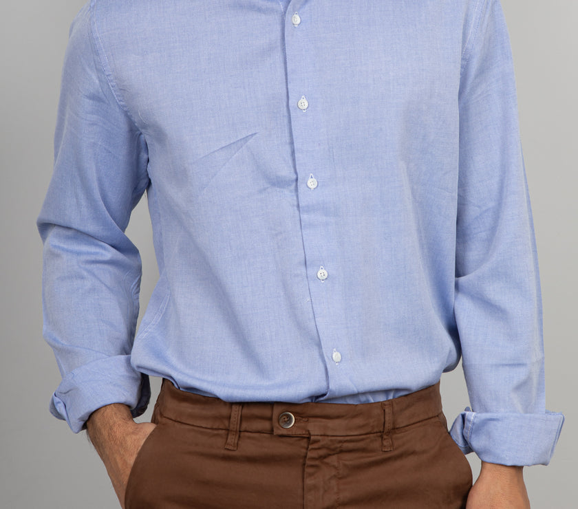 Camicia in oxford collo francese LANDEK - BLU LPC0114